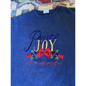 Vintage 90s Partners Women Christmas Sweater Large Red Holiday Peace Joy Love